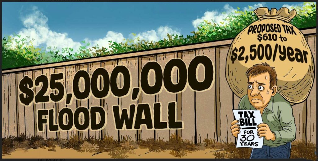 Tax as high $2,500 per year for 30 years for $25,000,000 Flood Wall